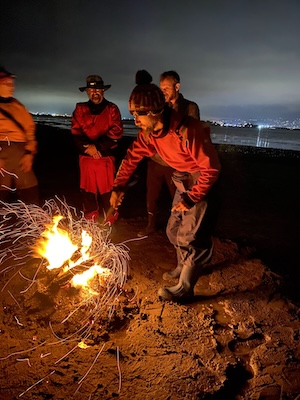 In the middle of the bay on a shoal